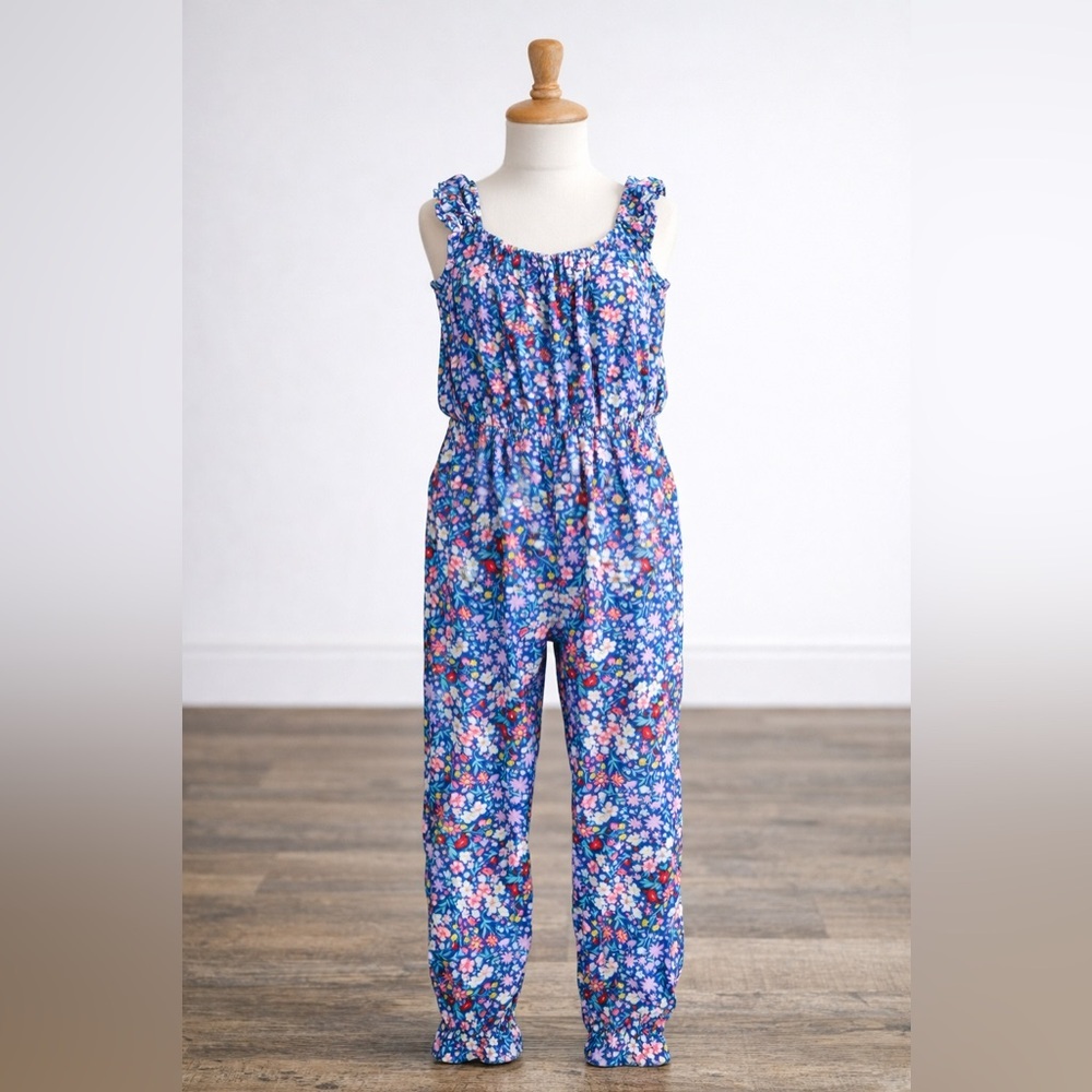 Girls Cotton On Kids Blue Floral Jumpsuit Size 8 Sleeveless Summer Romper
